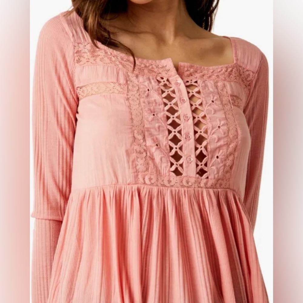 NWT Free People: Pretty Please Tunic in Color: Rosetta (Pink/Rose)